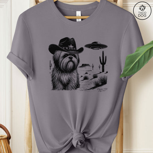 Shih Tzu Ink Cowboy Space UFO T-Shirt Storm Taco-Dog