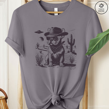 Frenchie French Bulldog Ink Space Cowboy UFO T-Shirt