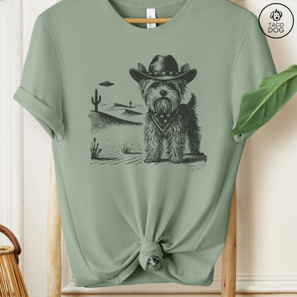 Yorkie Yorkshire Terrier Ink Space Cowboy UFO T-Shirt