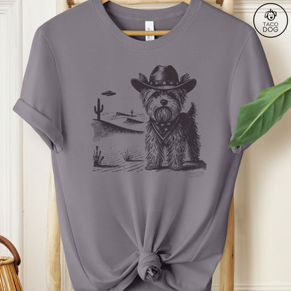 Yorkie Yorkshire Terrier Ink Space Cowboy UFO T-Shirt