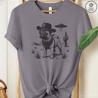 Pug Cowboy Ink Space Cowboy UFO T-Shirt
