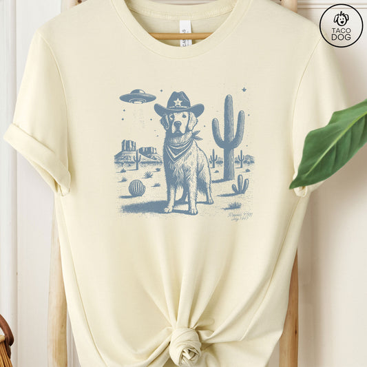 Golden Retriever Cowboy UFO Ink T-Shirt