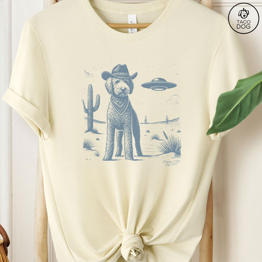Goldendoodle Doodle Ink Cowboy UFO T-Shirt