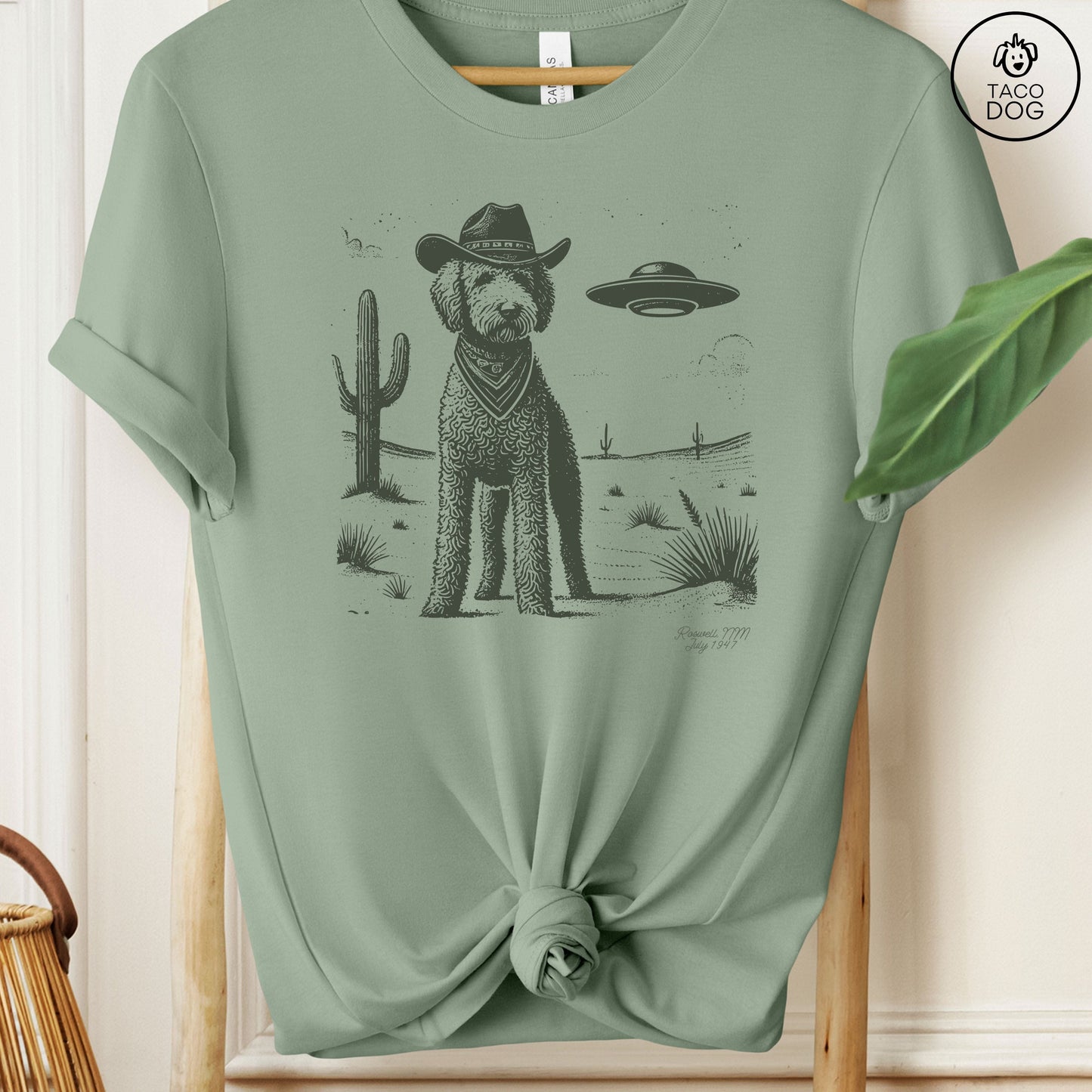 Goldendoodle Doodle Ink Cowboy UFO T-Shirt