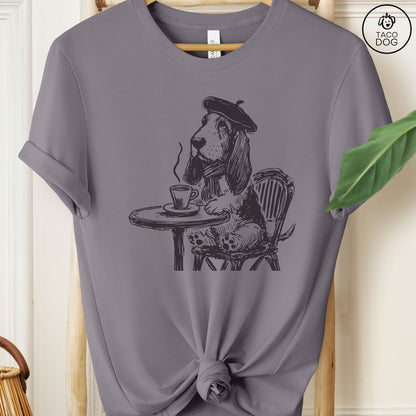 Basset Hound France Paris Cafe Coffee T-Shirt