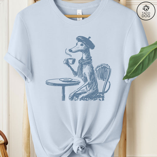 Iggy Greyhound Whippet Italian Greyhound Paris France T-Shirt Light Blue Taco-Dog