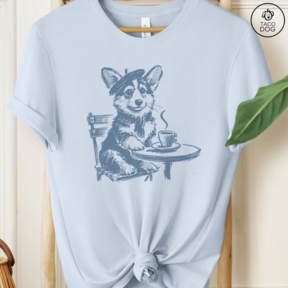 Corgi Paris France Coffee T-Shirt