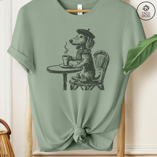 Dachshund Weenie Paris France Cafe Coffee T-Shirt