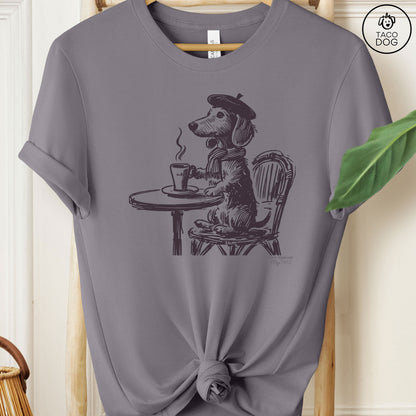 Dachshund Weenie Paris France Cafe Coffee T-Shirt