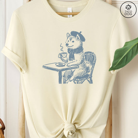 Shiba Inu France Paris Coffee Cafe T-Shirt