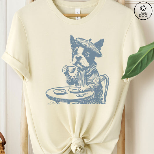 Boston Terrier France Paris Coffee T-Shirt