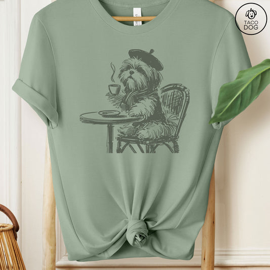 Shih Tzu Coffee France Paris French T-Shirt Sage Taco-Dog