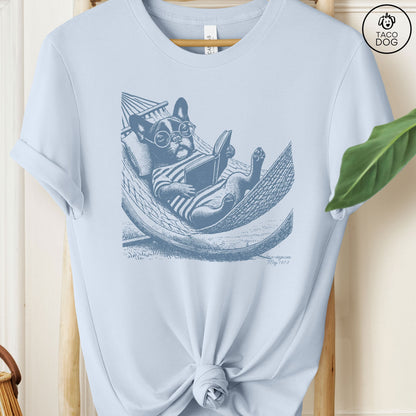 Frenchie French Bulldog Hammock Reading T-Shirt