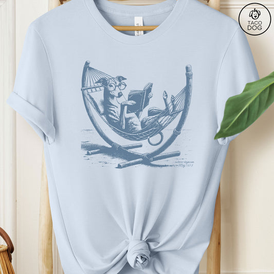 Iggy Greyhound Whippet Hammock T-Shirt Light Blue Taco-Dog