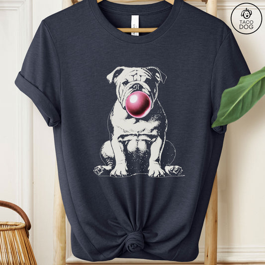 Bulldog Gum Bubblegum T-Shirt Heather Midnight Navy Taco-Dog