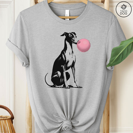 Greyhound, Whippet, Italian Greyhound, Iggy Gum Bubblegum T-Shirt Athletic Heather Taco-Dog