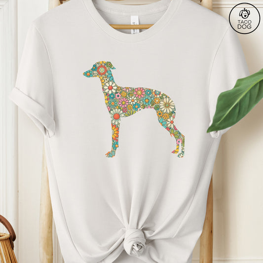 Dachshund Doxie Wiener Dog Weenie Silhouette Flowers Floral T-Shirt