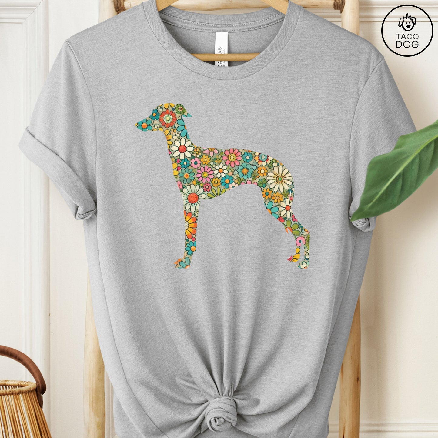 Dachshund Doxie Wiener Dog Weenie Silhouette Flowers Floral T-Shirt
