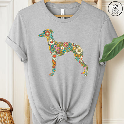 Dachshund Doxie Wiener Dog Weenie Silhouette Flowers Floral T-Shirt