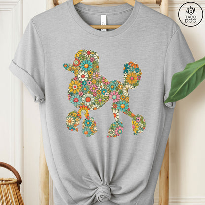 Poodle Silhouette Flowers Floral T-Shirt