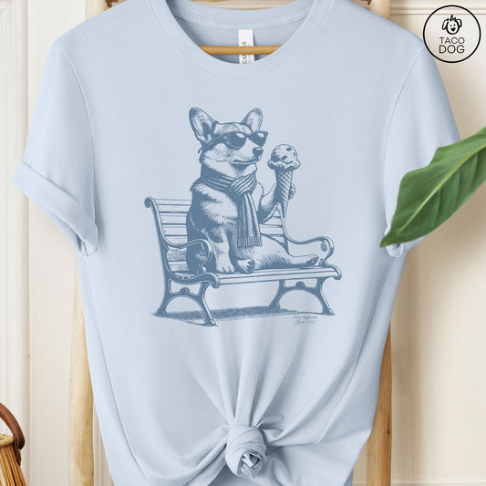 Corgi Ice Cream T-Shirt Light Blue Taco-Dog