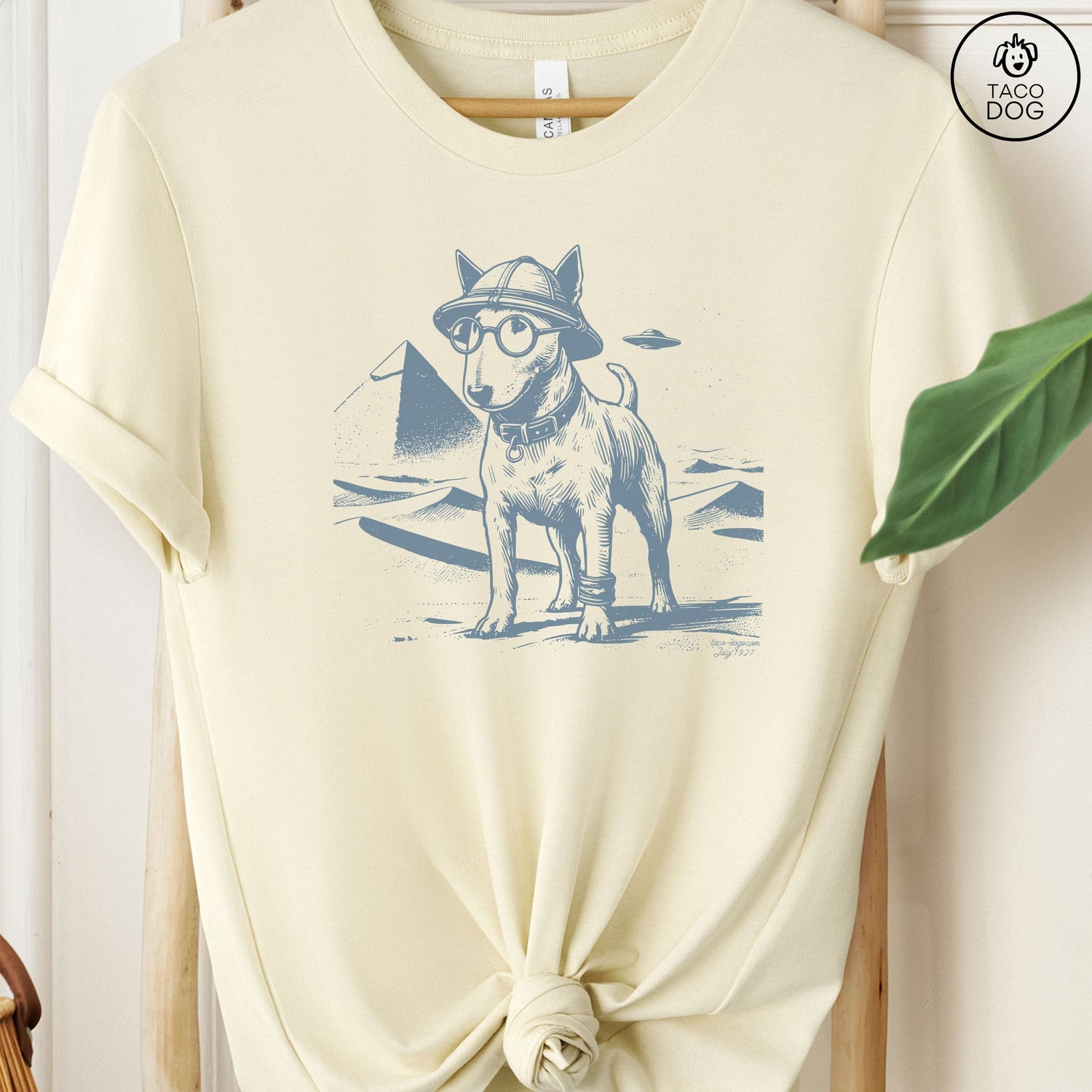 Bully Bull Terrier Pyramids Egypt T-Shirt Natural Taco-Dog
