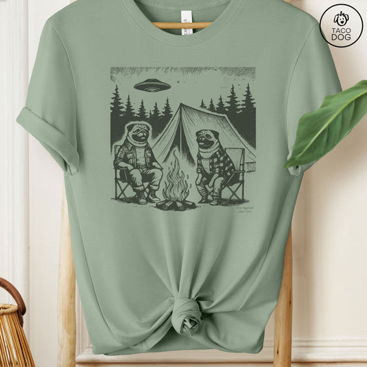 Pug Camping T-Shirt Sage Taco-Dog