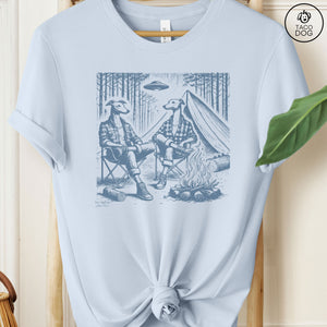Greyhound Whippet Italian Greyhound Iggy Camping T-Shirt Light Blue Taco-Dog