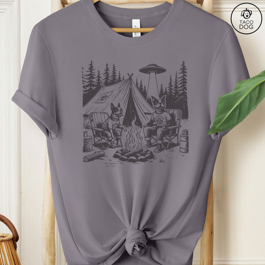 Boston Terrier Camping T-Shirt Storm Taco-Dog