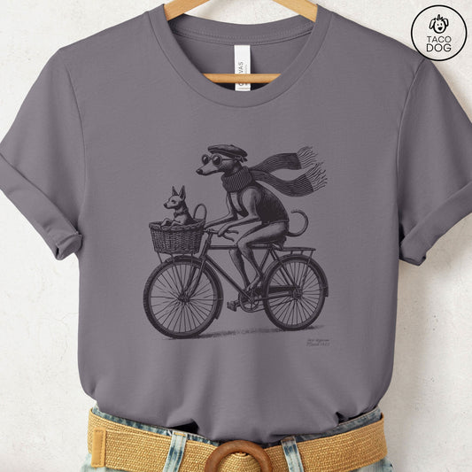 Greyhound Whippet Italian Greyhound Iggy Bicycle Bike T-Shirt Storm Taco-Dog