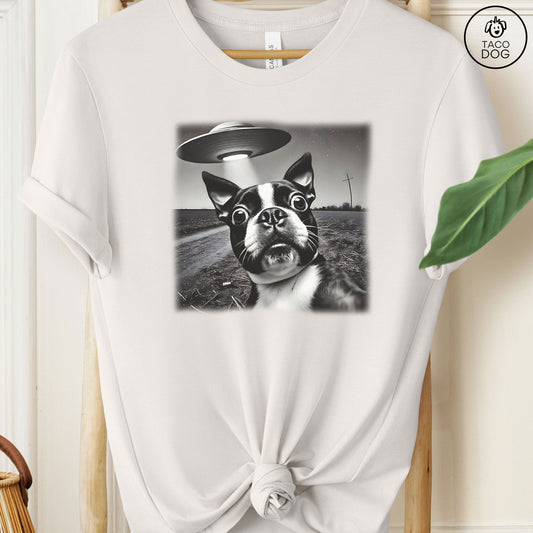 Boston Terrier UFO Selfie T-Shirt
