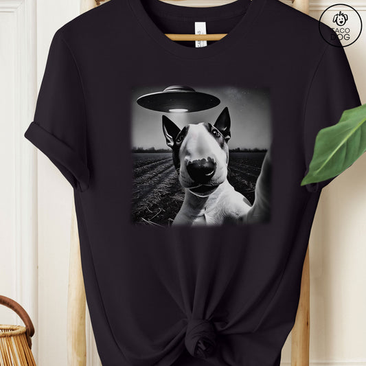 Bull Terrier UFO Selfie T-Shirt Black Taco-Dog