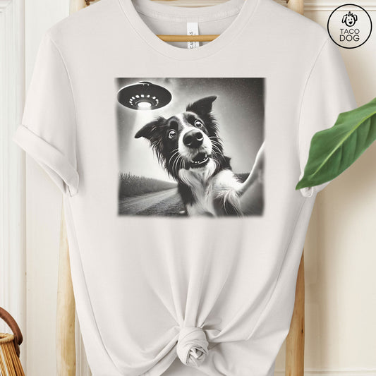 Border Collie UFO Selfie T-Shirt