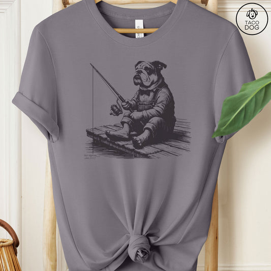 English Bulldog Fishing T-Shirt Storm Taco-Dog