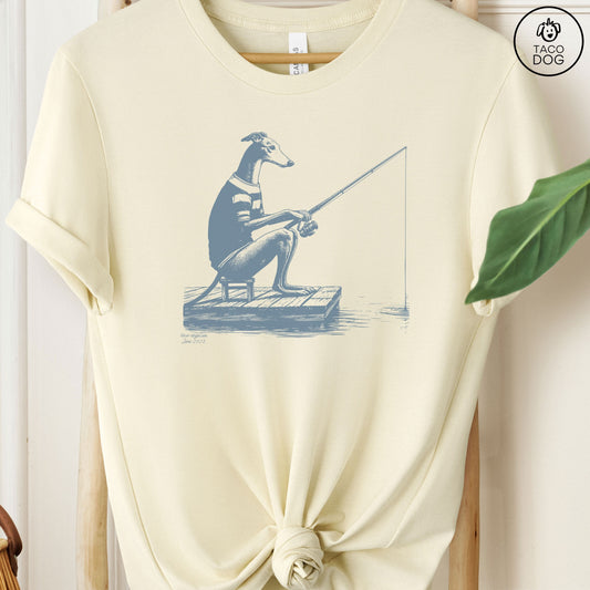 Greyhound Whippet Italian Greyhound Iggy Fishing T-Shirt