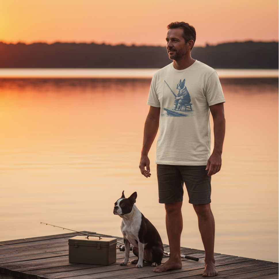 Boston Terrier Fishing T-Shirt