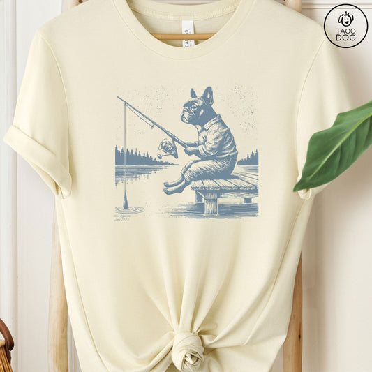 Frenchie French Bulldog Fishing T-Shirt