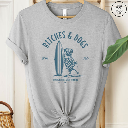 Bitches & Dogs Pug Surf T-Shirt