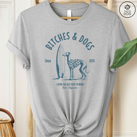 Bitches & Dogs Whippet Iggy Italian Greyhound Surf T-Shirt