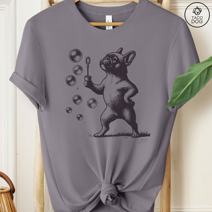 French Bulldog Frenchie Bubbles Blowing Bubbles T-Shirt