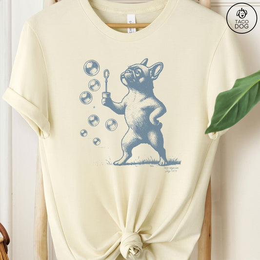 French Bulldog Frenchie Bubbles Blowing Bubbles T-Shirt