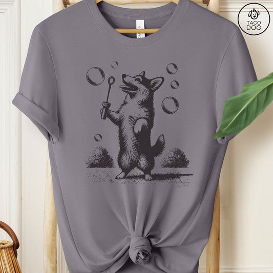 Corgi Blowing Bubbles T-Shirt Storm Taco-Dog