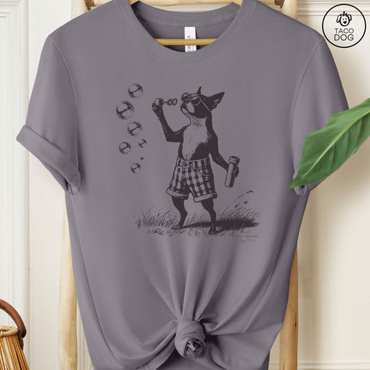 Boston Terrier Ink Drawing Bubbles T-Shirt Storm Taco-Dog