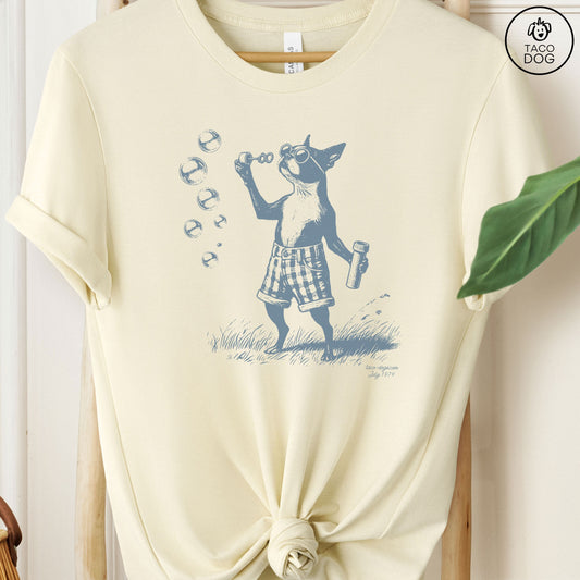 Boston Terrier Ink Drawing Bubbles T-Shirt