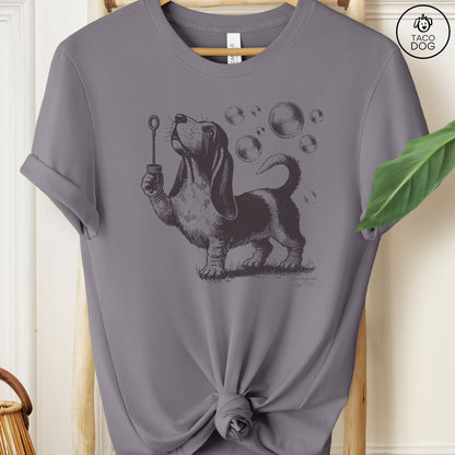 Basset Hound Ink Drawing Bubbles T-Shirt