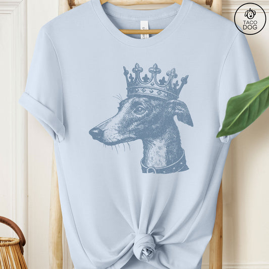 Greyhound Whippet Iggy Crown T-Shirt Light Blue Taco-Dog