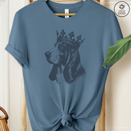 Basset Hound Crown T-Shirt Steel Blue Taco-Dog