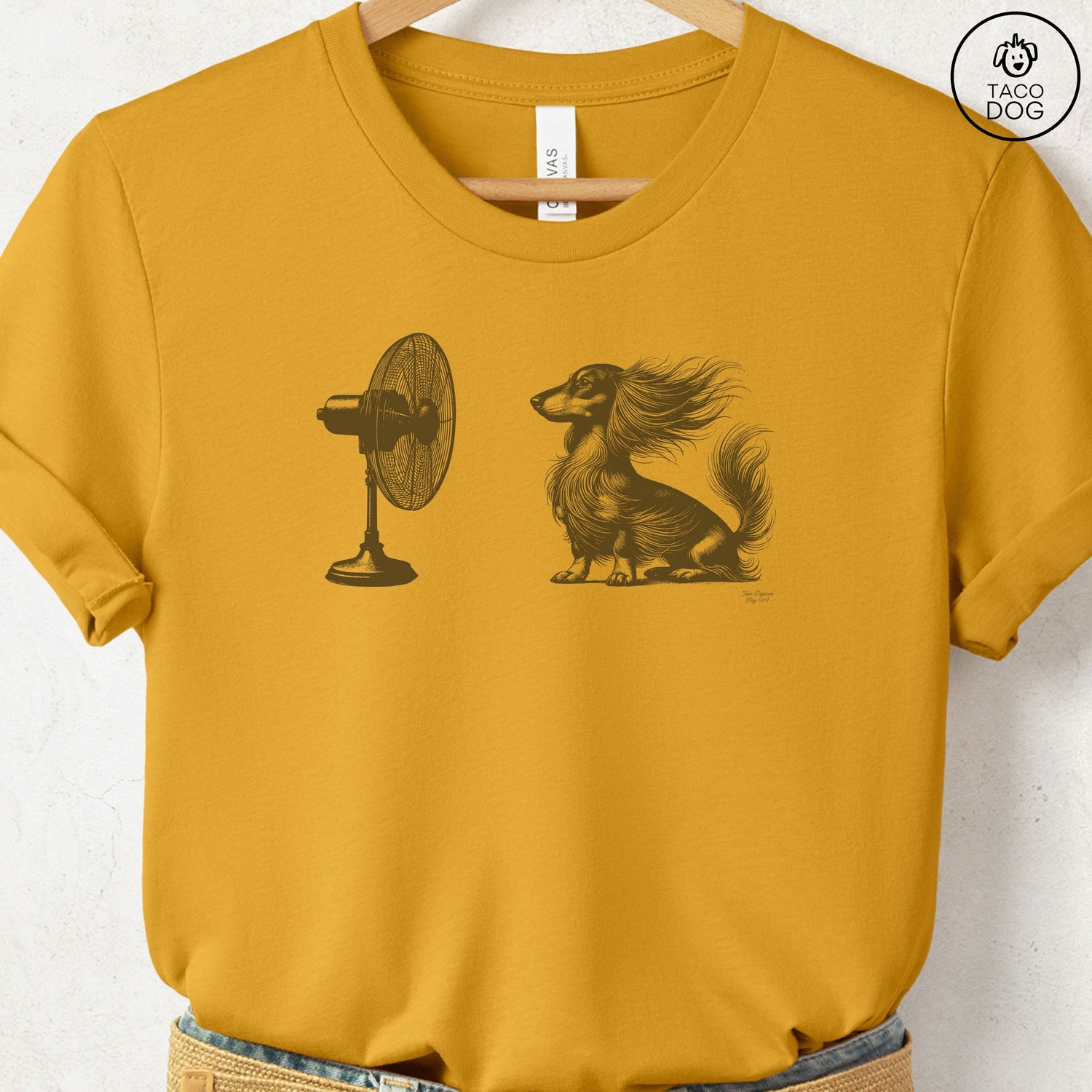Dachshund Doxie Wiener Dog Fan T-Shirt Mustard Taco-Dog