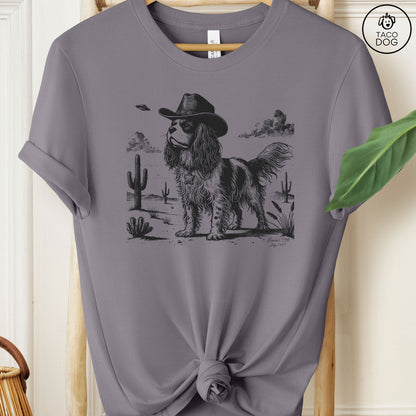 Cavalier King Charles Spaniel Ink Space Cowboy UFO T-Shirt
