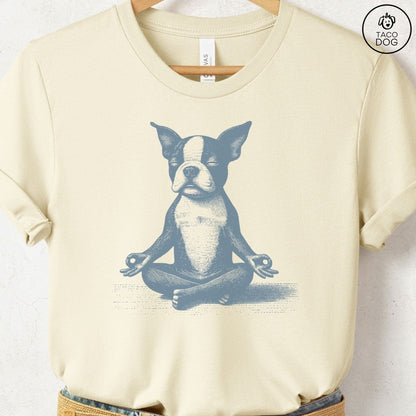 Boston Terrier Meditate Yoga T-Shirt